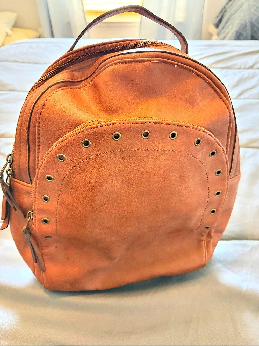 Leather-Style Backpack Purse in Brown